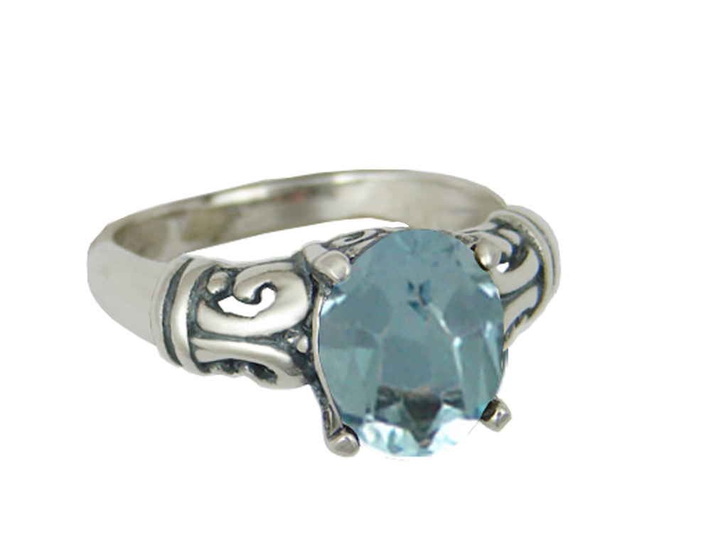 Sterling Silver Ring With Blue Topaz Size 8